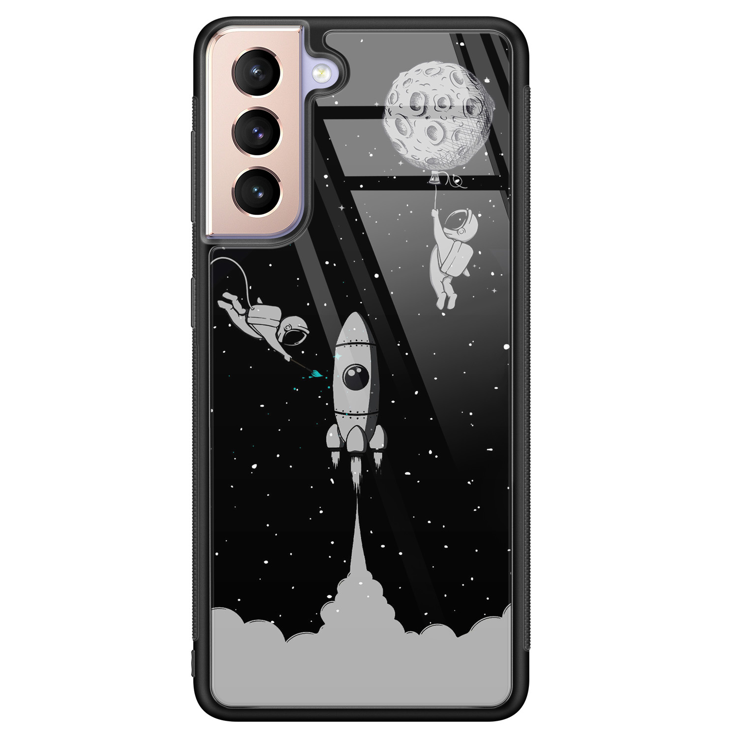 Leuke Telefoonhoesjes Samsung Galaxy S21 glazen hardcase - Space shuttle