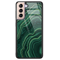 Leuke Telefoonhoesjes Samsung Galaxy S21 Plus glazen hardcase - Groen agate