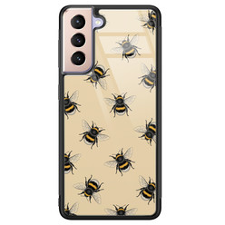 Leuke Telefoonhoesjes Samsung Galaxy S21 Plus glazen hardcase - Bee happy