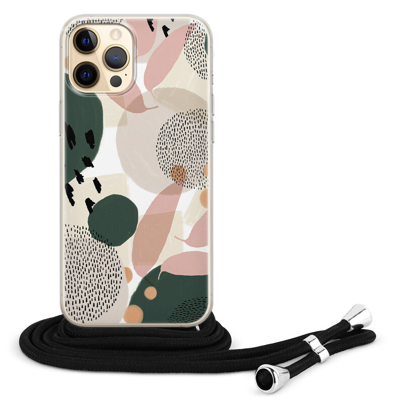 Leuke Telefoonhoesjes iPhone 12 (Pro) hoesje met koord - Abstract print