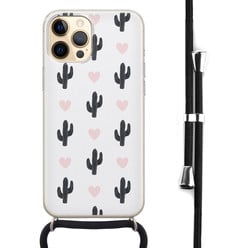 Leuke Telefoonhoesjes iPhone 12 (Pro) hoesje met koord - Cactus