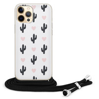 Leuke Telefoonhoesjes iPhone 12 (Pro) hoesje met koord - Cactus