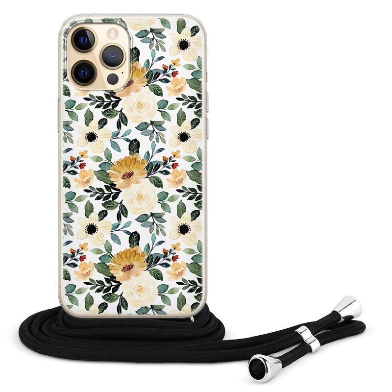Leuke Telefoonhoesjes iPhone 12 (Pro) hoesje met koord - Lovely flower