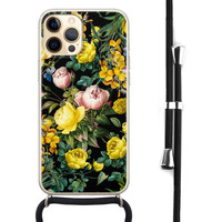 Leuke Telefoonhoesjes iPhone 12 (Pro) hoesje met koord - Bloemen geel