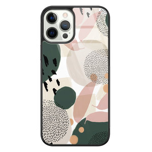 Leuke Telefoonhoesjes iPhone 12 Pro glazen hardcase - Abstract print