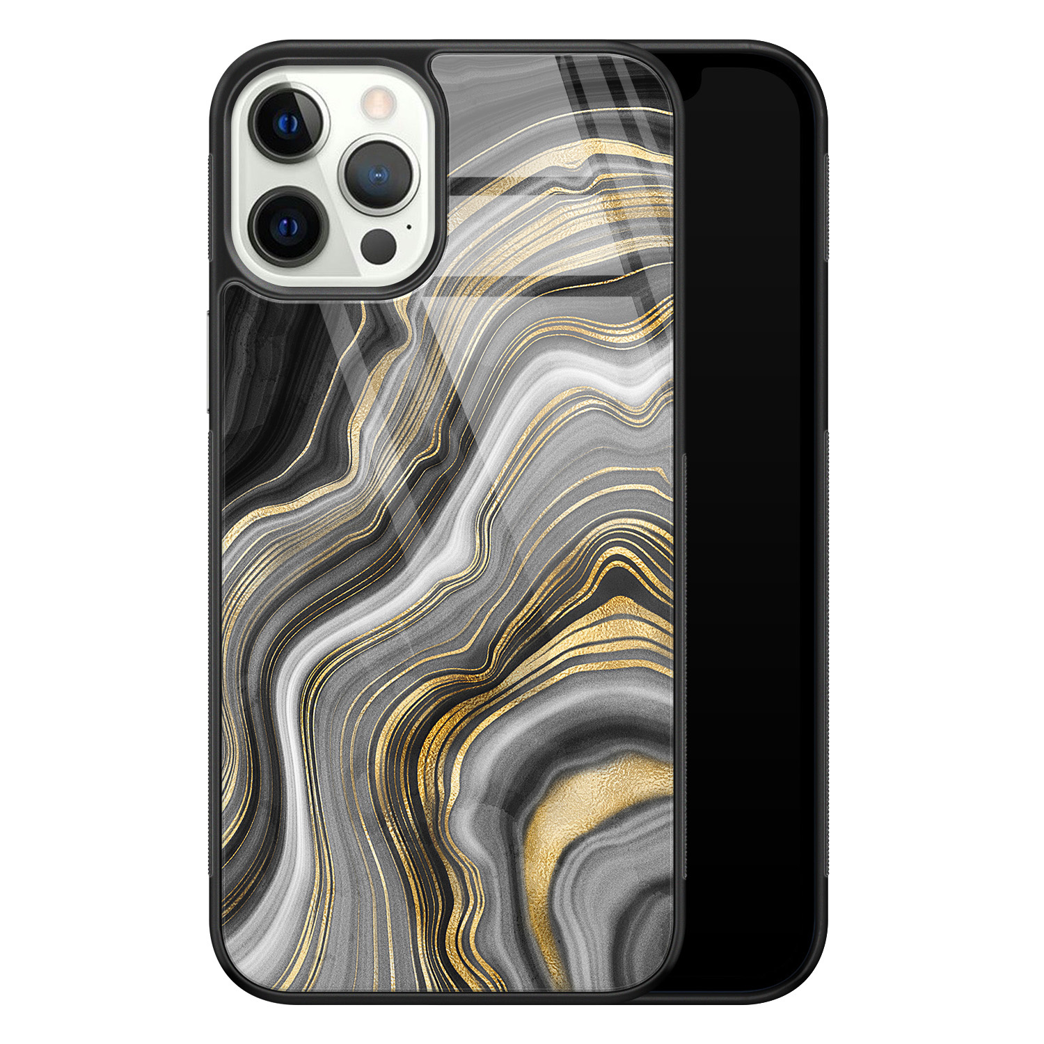 Leuke Telefoonhoesjes iPhone 12 Pro glazen hardcase - Golden agate