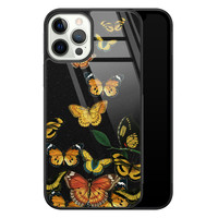 Leuke Telefoonhoesjes iPhone 12 Pro glazen hardcase - Vlinders