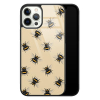 Leuke Telefoonhoesjes iPhone 12 Pro glazen hardcase - Bee happy