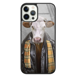 Leuke Telefoonhoesjes iPhone 12 Pro glazen hardcase - Koe