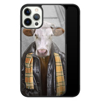 Leuke Telefoonhoesjes iPhone 12 Pro glazen hardcase - Koe