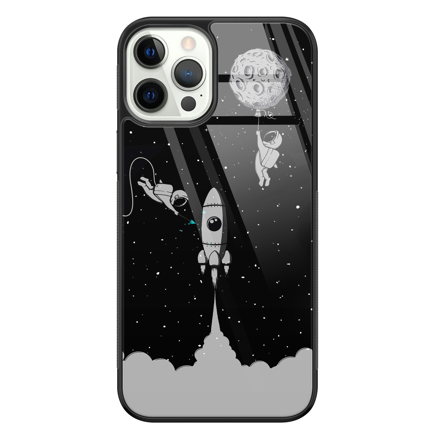 Leuke Telefoonhoesjes iPhone 12 Pro glazen hardcase - Space shuttle