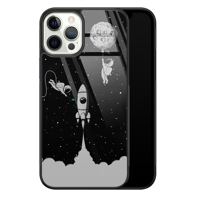 Leuke Telefoonhoesjes iPhone 12 Pro glazen hardcase - Space shuttle