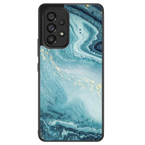 Leuke Telefoonhoesjes Samsung Galaxy A53 hoesje - Marmer blauw