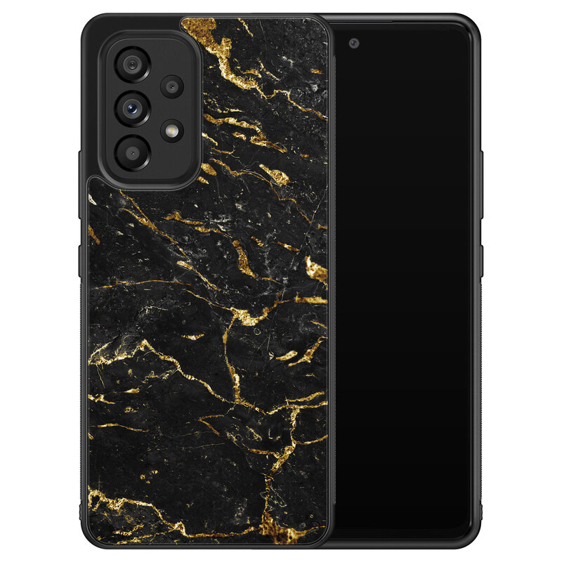 Leuke Telefoonhoesjes Samsung Galaxy A53 hoesje - Marmer zwart goud