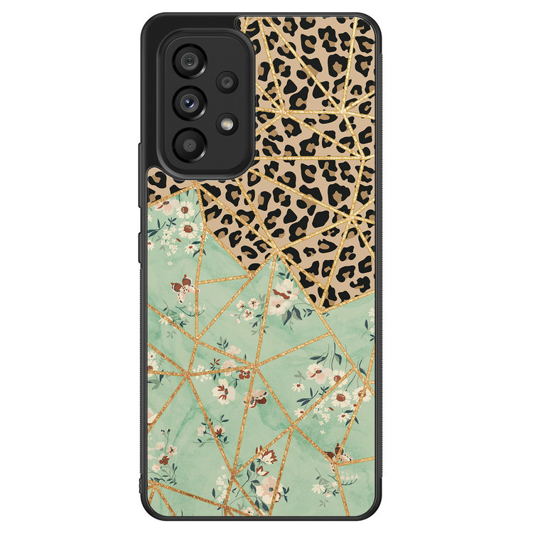Leuke Telefoonhoesjes Samsung Galaxy A53 hoesje - Luipaard flower print