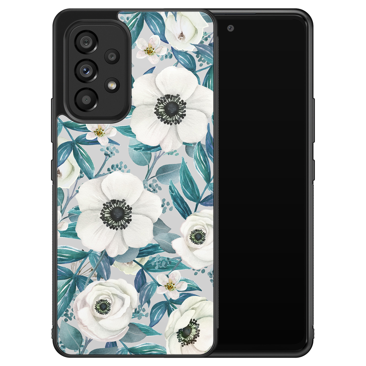 Leuke Telefoonhoesjes Samsung Galaxy A53 hoesje - Witte bloemen