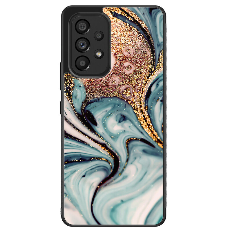 Leuke Telefoonhoesjes Samsung Galaxy A53 hoesje - Marmer blauw goud