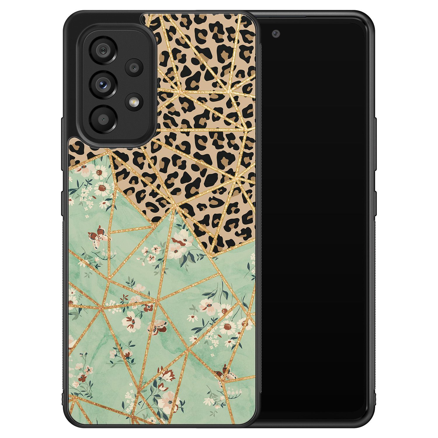 Leuke Telefoonhoesjes Samsung Galaxy A33 hoesje - Luipaard flower print