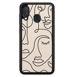 Leuke Telefoonhoesjes Samsung Galaxy A40 hoesje - Abstract gezicht lijnen