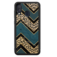 Leuke Telefoonhoesjes Samsung Galaxy A40 hoesje - Luipaard zigzag