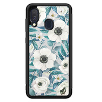 Leuke Telefoonhoesjes Samsung Galaxy A40 hoesje - Witte bloemen