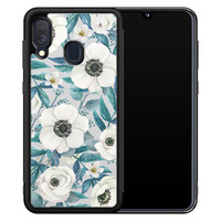 Leuke Telefoonhoesjes Samsung Galaxy A40 hoesje - Witte bloemen