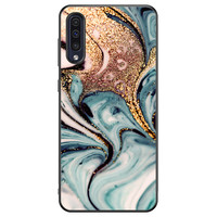 Leuke Telefoonhoesjes Samsung Galaxy A50 hoesje - Marmer blauw goud