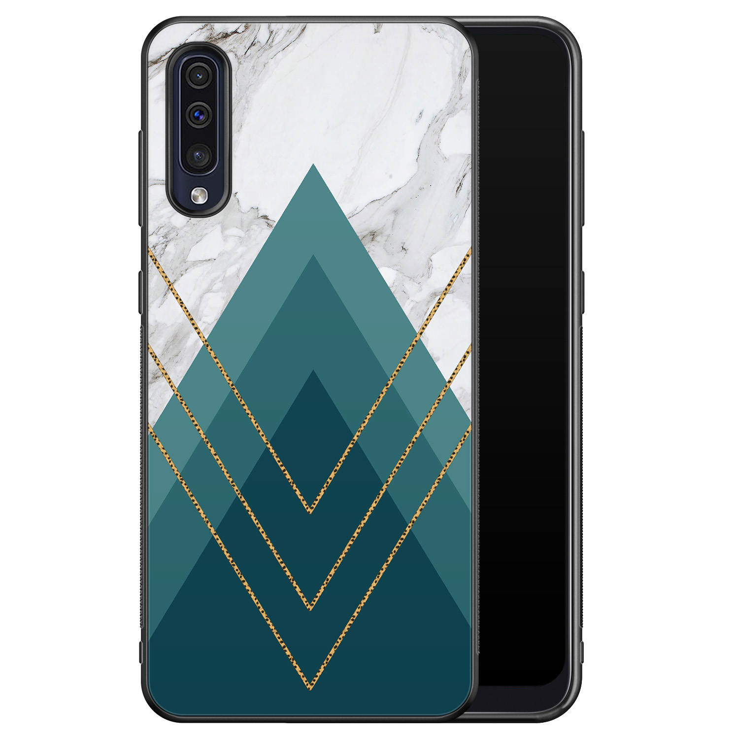 Leuke Telefoonhoesjes Samsung Galaxy A50 hoesje - Geometrisch blauw