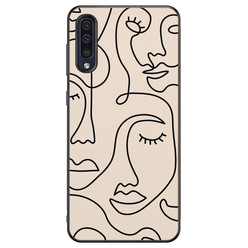 Leuke Telefoonhoesjes Samsung Galaxy A50 hoesje - Abstract gezicht lijnen