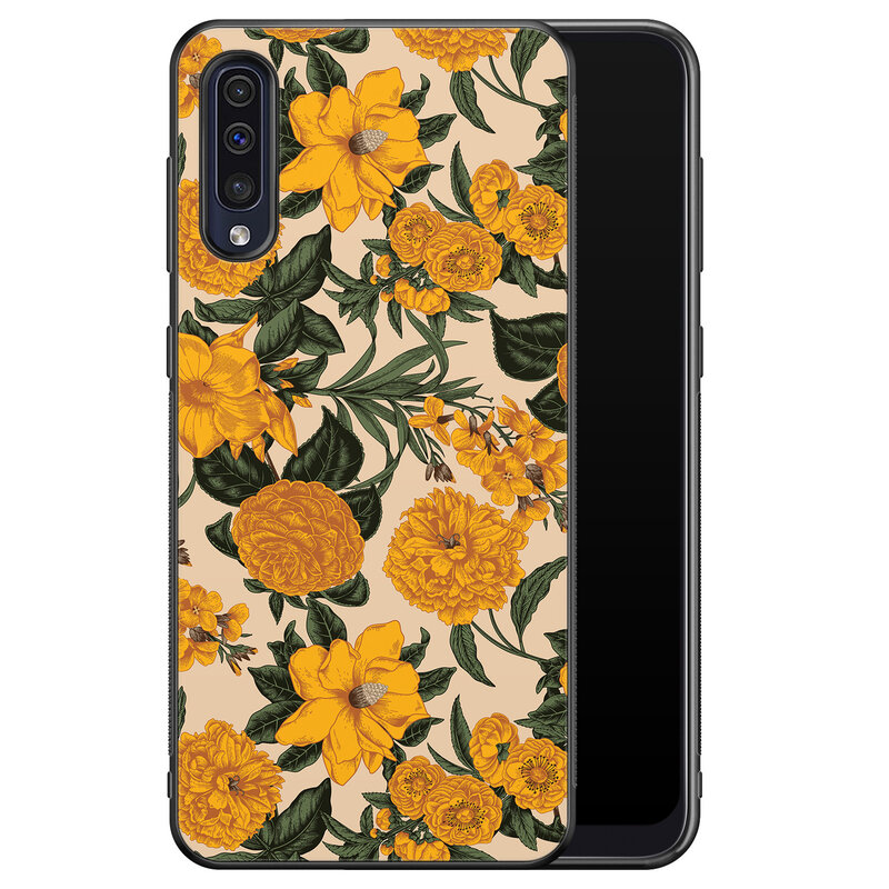 Leuke Telefoonhoesjes Samsung Galaxy A50 hoesje - Retro flowers