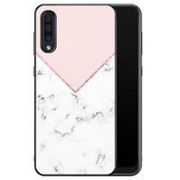 Leuke Telefoonhoesjes Samsung Galaxy A50 hoesje - Marmer roze grijs