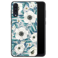 Leuke Telefoonhoesjes Samsung Galaxy A50 hoesje - Witte bloemen