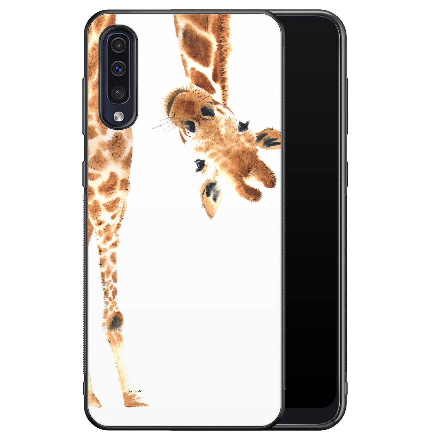 Leuke Telefoonhoesjes Samsung Galaxy A50 hoesje - Giraffe peekaboo