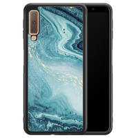 Leuke Telefoonhoesjes Samsung Galaxy A7 2018 hoesje - Marmer blauw