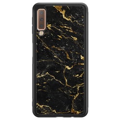 Leuke Telefoonhoesjes Samsung Galaxy A7 2018 hoesje - Marmer zwart goud