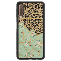 Leuke Telefoonhoesjes Samsung Galaxy A7 2018 hoesje - Luipaard flower print