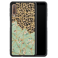 Leuke Telefoonhoesjes Samsung Galaxy A7 2018 hoesje - Luipaard flower print