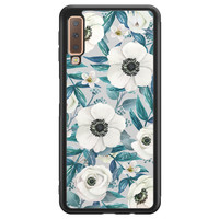 Leuke Telefoonhoesjes Samsung Galaxy A7 2018 hoesje - Witte bloemen