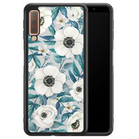 Leuke Telefoonhoesjes Samsung Galaxy A7 2018 hoesje - Witte bloemen