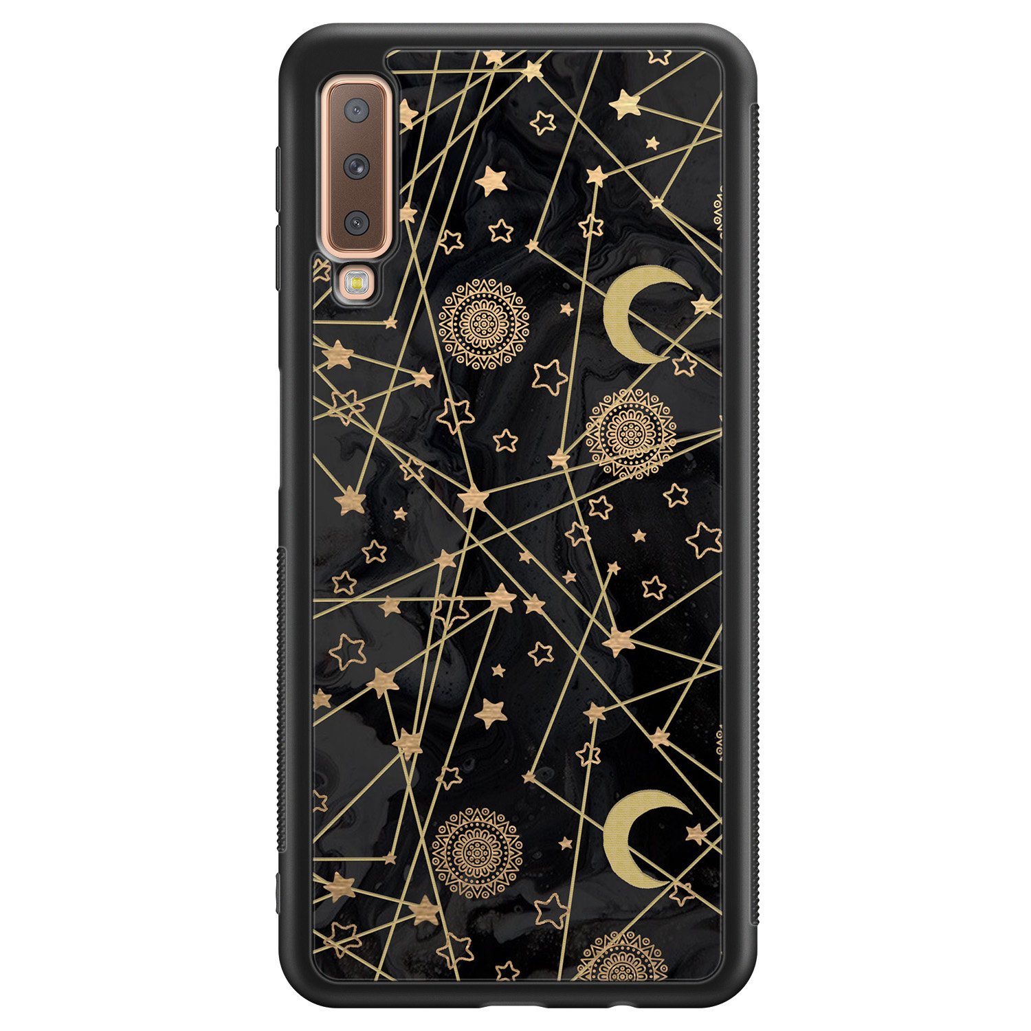 Becks vooroordeel huid Samsung Galaxy A7 2018 hoesje - Sun, moon, stars - Leuke Telefoonhoesjes