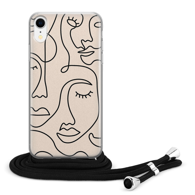 Leuke Telefoonhoesjes iPhone XR hoesje met koord - Abstract faces