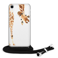 Leuke Telefoonhoesjes iPhone XR hoesje met koord - Giraffe peekaboo