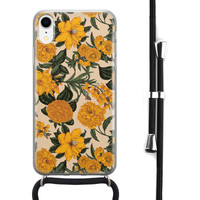 Leuke Telefoonhoesjes iPhone XR hoesje met koord - Retro flowers