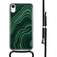 Leuke Telefoonhoesjes iPhone XR hoesje met koord - Marmer groen agate