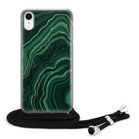 Leuke Telefoonhoesjes iPhone XR hoesje met koord - Marmer groen agate