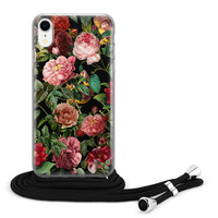 Leuke Telefoonhoesjes iPhone XR hoesje met koord - Rode bloemen