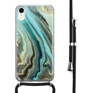 Leuke Telefoonhoesjes iPhone XR hoesje met koord - Marmer mint