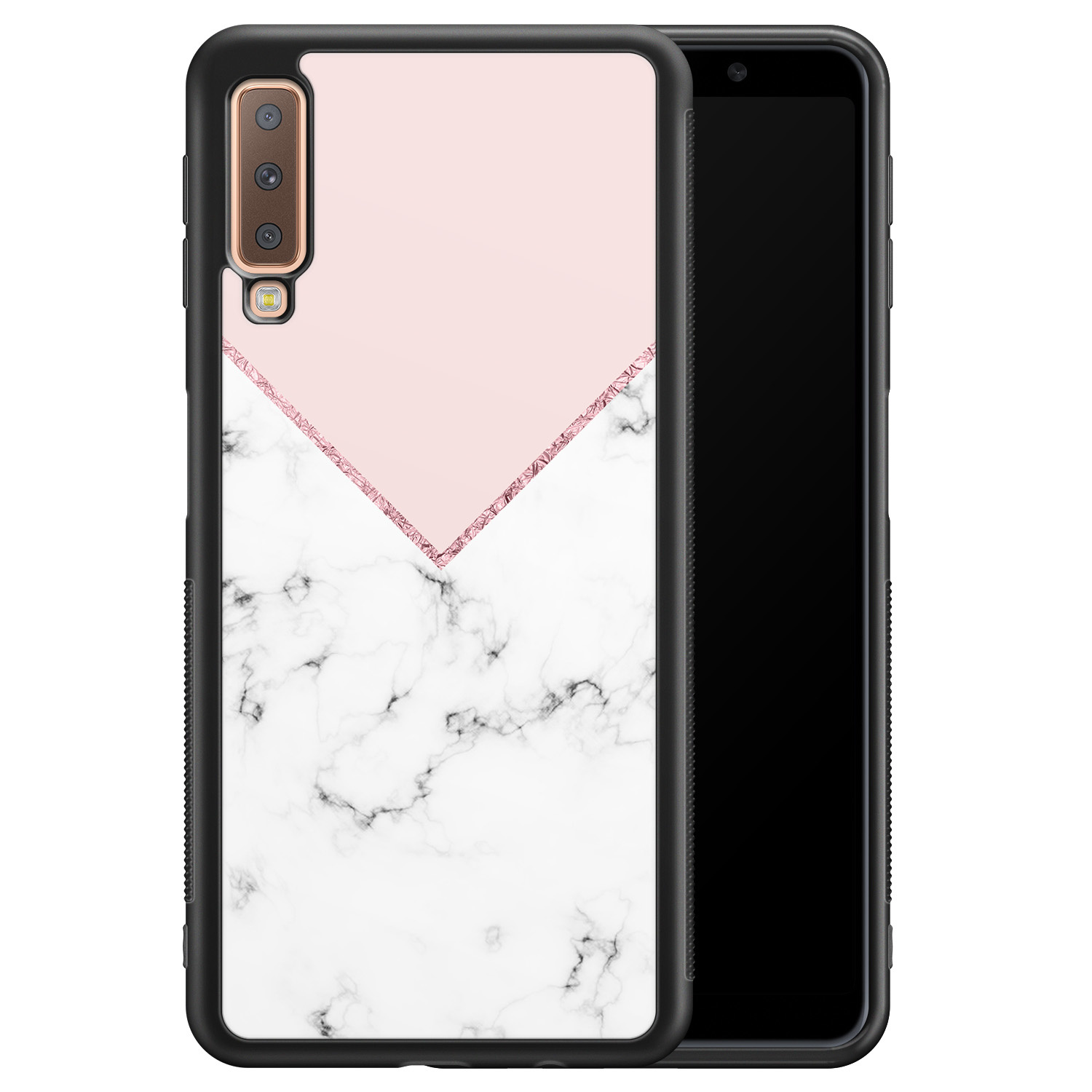 Leuke Telefoonhoesjes Samsung Galaxy A7 2018 hoesje - Marmer roze grijs