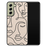 Leuke Telefoonhoesjes Samsung Galaxy S21 FE hoesje - Abstract gezicht lijnen