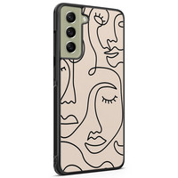 Leuke Telefoonhoesjes Samsung Galaxy S21 FE hoesje - Abstract gezicht lijnen